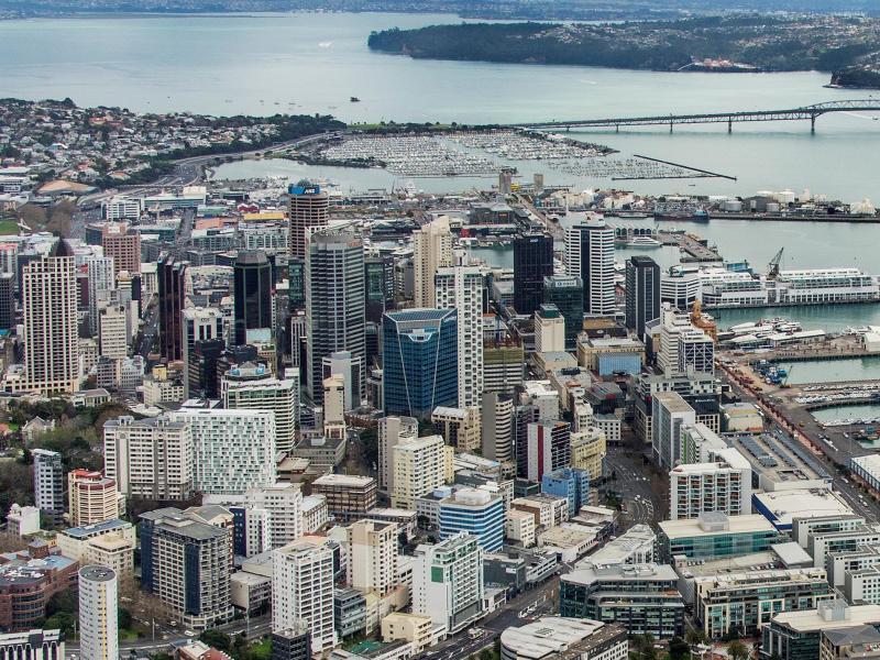 Auckland City with harbour bridge 